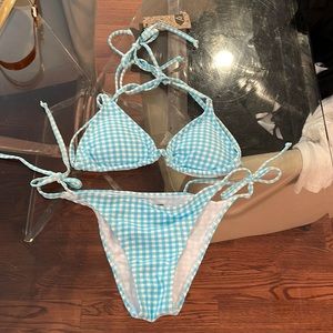 Asbayson blue white Gingham design size medium new with tags